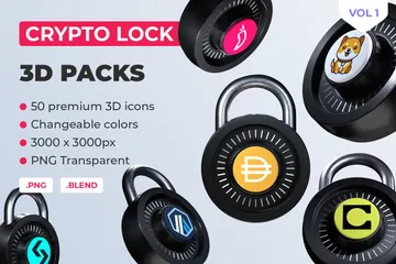 Crypto Lock Vol 1 3D Icon Pack