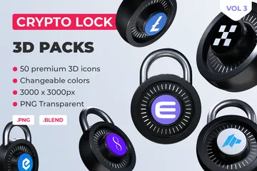 Crypto Lock Vol 3 3D Icon Pack