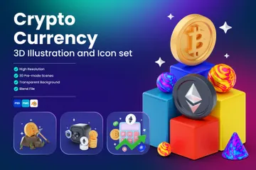 Crypto-monnaie Pack 3D Illustration