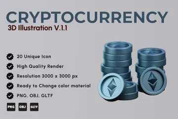 Crypto-monnaie Ethereum V.1.1 Pack 3D Icon