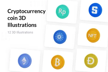 Pièce de crypto-monnaie Pack 3D Illustration