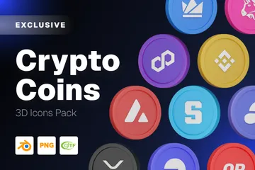 Pièces cryptographiques Pack 3D Icon