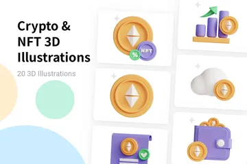 暗号通貨とNFT 3D Illustrationパック