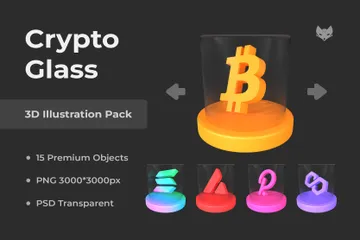 Pièce cryptographique Pack 3D Illustration