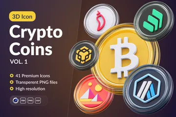 Pièces cryptographiques Vol.1 Pack 3D Icon