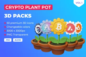 Pot de plante crypto vol 1 Pack 3D Icon