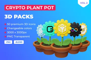 Crypto Plant Pot Vol 2 3D Icon Pack