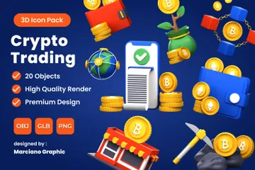 Crypto Trading 3D Icon Pack