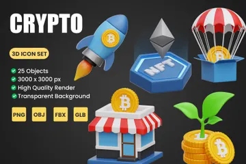 Cryptocurrency 3D Icon Pack