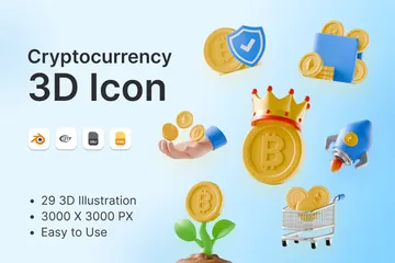 Cryptocurrency 3D Icon Pack