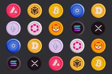 Cryptocurrency Coin 3D Icon Pack