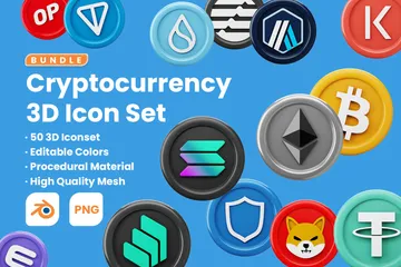 Cryptocurrency Coin 3D Icon Pack