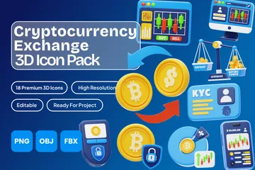 暗号通貨取引所 3D Iconパック