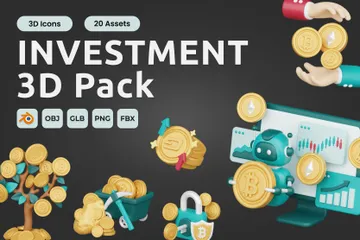 Cryptocurrency Investment 3D Icon Pack