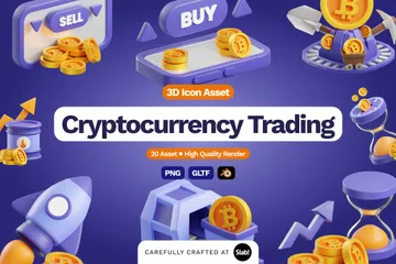 Cryptocurrency Trading 3D Icon Pack