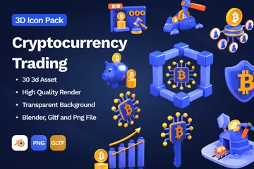 Cryptocurrency Trading 3D Icon Pack