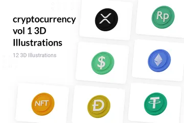Free Cryptocurrency Vol 1 3D Illustration Pack