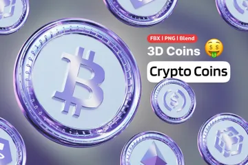 Crystal Crypto Coins 3D Icon Pack