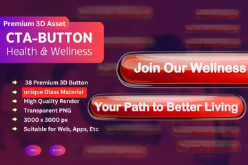 CTA Button For Health & Wellness Industry 3D Icon Pack