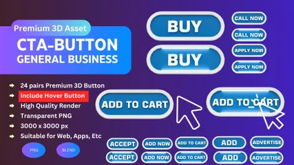 CTA BUTTON + HOVER 3D Icon Pack