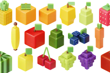 Cube Fruits 3D Icon Pack