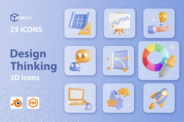 Design Thinking Ícones 3D Pacote de Icon 3D