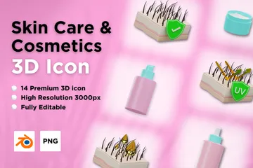 Cuidado de la piel y cosméticos Paquete de Icon 3D