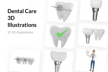 Cuidado dental Paquete de Illustration 3D