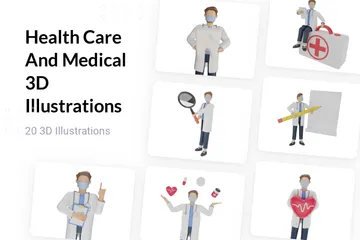 Atención médica y médica Paquete de Illustration 3D