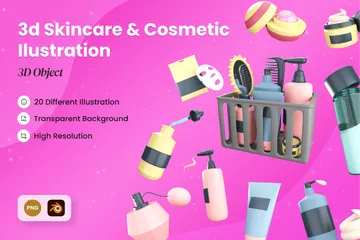 Cuidados com a pele e cosméticos Pacote de Icon 3D