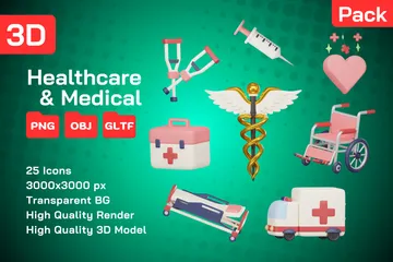 Saúde e Medicina 3D Icon Pack