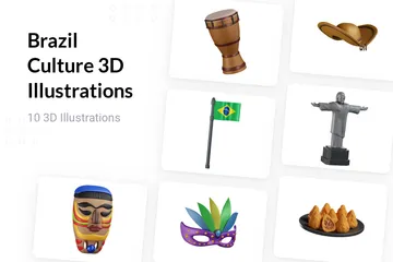 Cultura Brasileira Pacote de Illustration 3D