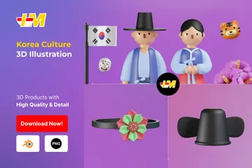 Cultura da Coreia Pacote de Icon 3D