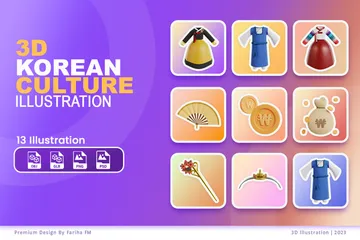 Cultura Coreana Pacote de Icon 3D