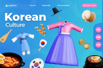 Cultura Coreana Pacote de Icon 3D