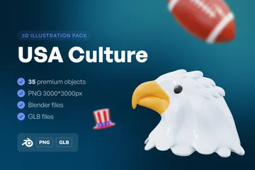 Cultura de Estados Unidos Paquete de Icon 3D