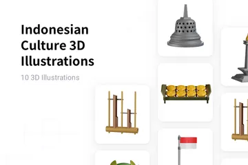 Cultura indonesia Paquete de Illustration 3D