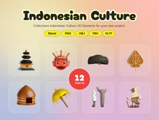 Cultura Indonésia Pacote de Icon 3D