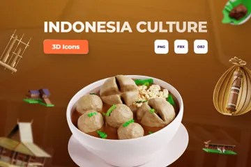Cultura da Indonésia Pacote de Icon 3D
