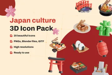 Cultura do Japão Pacote de Icon 3D