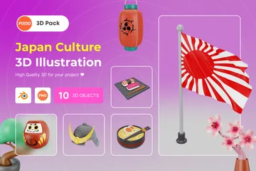 Cultura japonesa Paquete de Illustration 3D