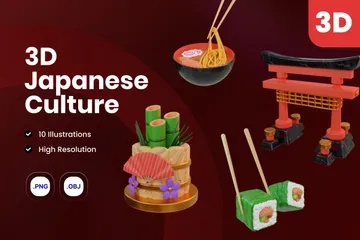 Cultura japonesa Pacote de Icon 3D