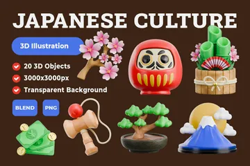 Cultura japonesa Pacote de Icon 3D