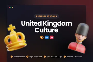 Cultura del Reino Unido Paquete de Icon 3D