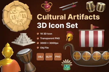 Cultural Artifacts 3D Icon Pack