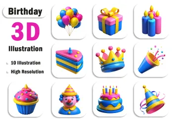 Cumpleaños Paquete de Icon 3D