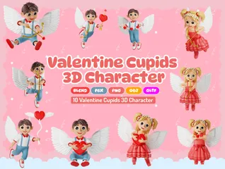 Cupido de San Valentin Paquete de Illustration 3D