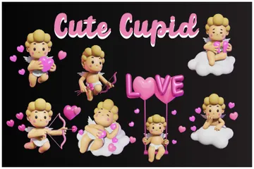 Cupido fofo Pacote de Illustration 3D