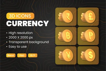 通貨コイン 3D Iconパック