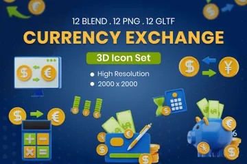 Currency Exchange 3D Icon Pack